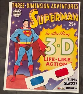 3D Three-Dimension Adventures SUPERMAN orig 1953 comic w/repro. cover & glasses - Picture 1 of 9
