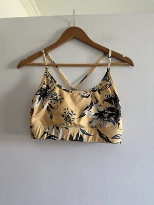 Hurley Light Yellow Floral Crossback Sports Bra size Medium EUC — 第 1/4 张图片