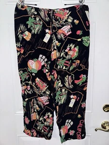 Pantalones Loco Lindo De Colección California Estampado Mapa Negro Retro Cordón Talla Grande Mickey - Imagen 1 de 4