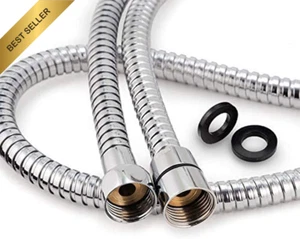 2M Double Lock Stainless Steel Shower Hose Brass Fit - Picture 1 of 12