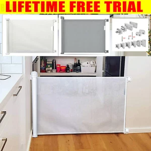 Retractable Baby Safety Gate Extra Wide & Tall Mesh Gate Home Kitchen Safety NEW - Picture 1 of 20