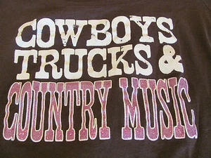 RANSOM TEE XXL BROWN Cowboys Trucks & Country Music Cotton Scoop Neck - Picture 1 of 3