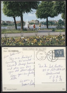 "No: 110199 - NORUEGA - POSTAL (1967) - BERGEN - ""LUNGEGÅRDSVANN"" - ¡USADA!¡! - Imagen 1 de 1