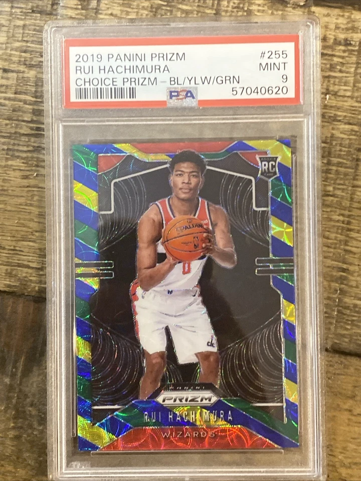 Rui Hachimura 2019 Prizm Choice Blue Yellow & Green #255 RC Rookie PSA 9 Mint - Image 1 of 4