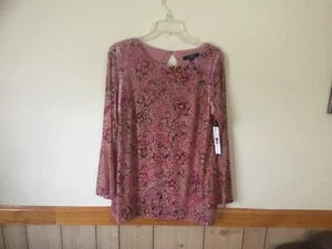 Top con manga campana tejida ALEX MARIE rubor floral DIANA - L - nuevo con etiquetas $79 - Imagen 1 de 5