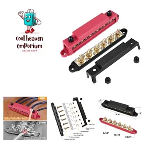 Power Distribution Block Bus Bar, 6 x 3/8" Posts, 10 x Screws Terminals, Max ... - Picture 1 of 7