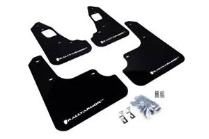Rally Armor MF10-UR-BLK/WH for 08-17 Mitsubishi EVO X Black Mud Flap White Logo - Picture 1 of 4