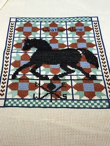 Vintage Completed Cross Stitch Needlepoint Horse Weather Vane Unframed - Picture 1 of 5