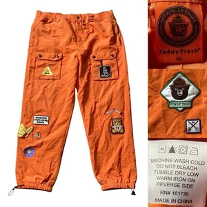 RARE* Teddy Fresh X Smokey Bear Orange Hiking Cargo Pants Men size 2XL in Orange - Picture 1 of 10