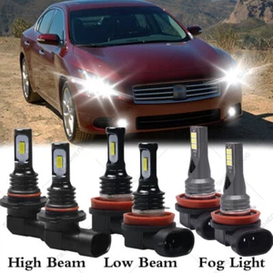 For Nissan Maxima 2009-2014 6Pcs LED Headlight Hi/Lo + Fog Light Bulbs Kit White - Picture 1 of 12