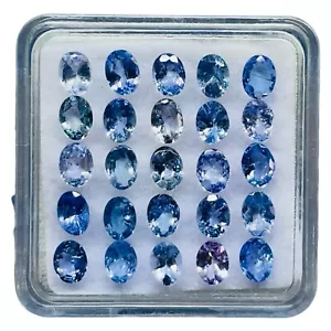 25 Pcs Natural Tanzanite 3.8x2.8mm Oval Cut Dazzling Loose Gemstones Lot - Foto 1 di 14
