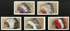 1990 Scott #2501-05 - 25¢ - INDIAN HEADDRESSES - Set of 5 Single Stamps -Mint NH