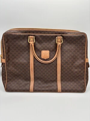 Auténtico bolso maletín de lona recubierta marrón Celine Macadam Italia 0001 Foto 1 de 4