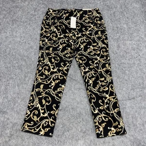 Chicos So Slimming Juliet Pants Womens 1.5R US 10 Black Gold Scroll Ankle Dress - Picture 1 of 23