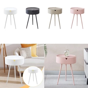 Round End Table with Storage Bedside Table for Apartment Small Space Office - Picture 1 of 28