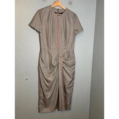 Шерстяное и шелковое миди-платье Roland Mouret Dalia черно-белое в клетку размер 8 - Изображение 1 из 4