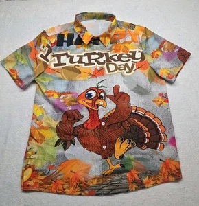 Camisa grande con botones Happy Turkey Day para hombre de acción de gracias  - Imagen 1 de 7