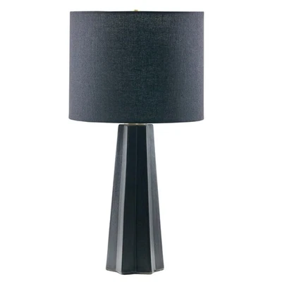 Table Lamp for Bedroom - All Matte Black Ceramic Geometric Nightstand Lamp, L... - Image 1 of 4