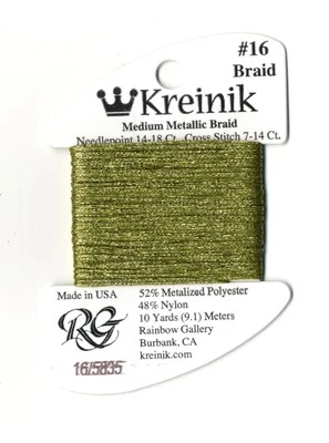 Kreinik Metallic Thread - 11 Yards of #5835 Golden Olive M #16 Braid - #B3849 - Image 1 of 3