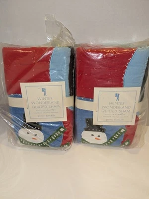 Pottery Barn Niños Invierno País de las Maravillas Shams Muñeco de Nieve Pingüino Difícil de Encontrar Acolchado Nuevo Conjunto 2 Foto 1 de 4