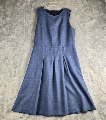 Vintage Pendleton Dress Womens 12 Blue Virgin Wool Pleated Sleeveless Made USA - Image 1 of 4