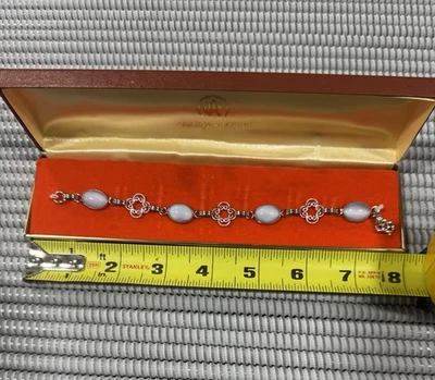 Pulsera de eslabones de calcedonia azul y plata de ley. Foto 1 de 3