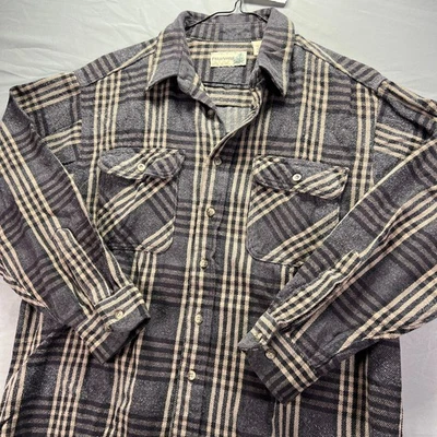 Camisa Fieldmaster Hombre Grande Gris Franela a Cuadros Abotonada Algodón Pesado Leñador Foto 1 de 4