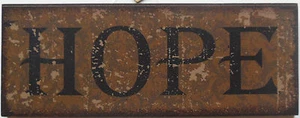 New Small Sign Big Message Hope Distressed Rustic Wooden 5.5" X 2" - Picture 1 of 1