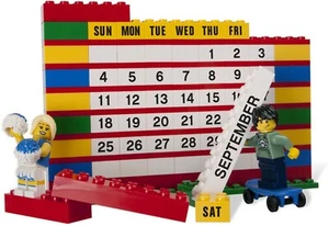 NEW Lego 853195 Desk Calendar. Open Box. w/ Series 1 Skateboarder & Cheerleader - Picture 1 of 3