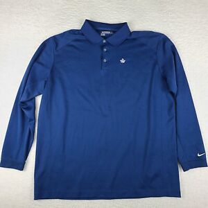 Nike Golf Polo Shirt Mens 2XL XXL Blue Tour Performance Dri Fit Long Sleeve