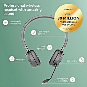 Headset Wireless (MS Teams, USB-A) Black, Jabra Evolve3 65 TE Stereo - Picture 1 of 11