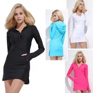 Costume da bagno donna manica lunga protezione antieruzioni UV camicia cappuccio surf - Foto 1 di 15
