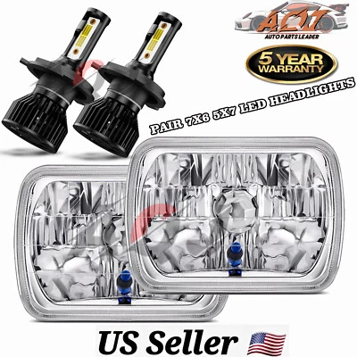 Fit 82-93 Chevy S10 Blazer GMC S15 7X6 Projector Black LED Headlight Hi/Lo Beam - Imagem 1 de 4