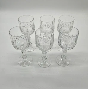 RAR! 6 Stück Josair Deutsch Kristall TANJA Schliff "Lismore" Wein Claret Gläser 6 1/2" - Bild 1 von 5