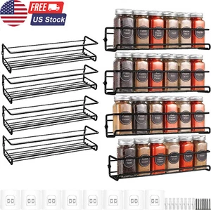 4pack Kitchen Spice Rack Organizer Storage Shelf Cabinet Jar Holder Wall Mounted - Picture 1 of 13
