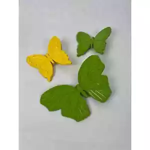 Mid Century Wall Decor - Dart Industries Green and Yellow Butterflies - Set of 3 - Picture 1 of 9