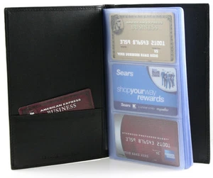 Cowhide Leather Men Women Wallet ID Business Credit 120 Card Organizer US Seller - Picture 1 of 13