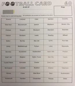 Fundraising Football Scratch Cards 20 x 60 Team Good Quality Fundraiser Card - Picture 1 of 1