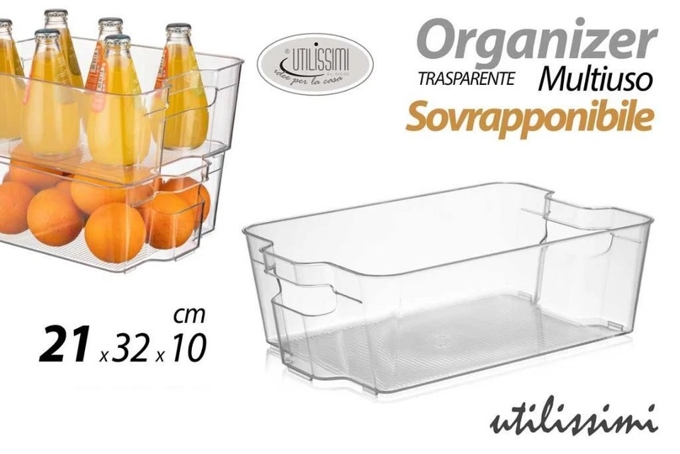 Contenitore Organizer Sovrapponibile Trasparente 21 x 32 x 10 cm Gicos - Immagine 1 di 1