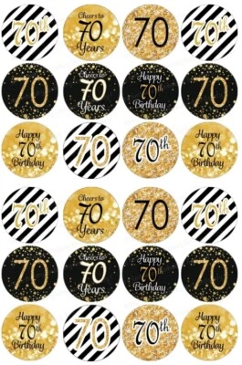 70 Tortenbild Party Deko Geschenk Muffin Cupcake Aufleger Geburtstag gold essbar - Bild 1 von 4