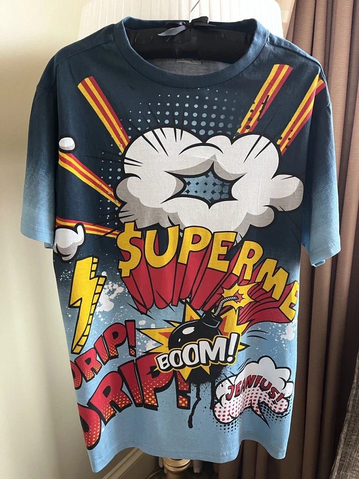 Superme Drip! Boom! Jeanius! Camiseta -grande Foto 1 de 4