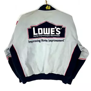 Vintage Nascar Jacke Large Bomber grau Jimmie Johnson JH Design Druckknopf - Bild 1 von 4
