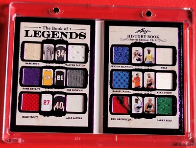 Babe Ruth BAT Card #4/10 Ken Griffey KOBE BRYANT Larry Bird JERSEY Manning Tyson - Image 1 of 2