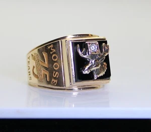 HEAVY 10K GOLD MOOSE LODGE/MOOSE HEART 1963 DOUBLE ANNIVERSARY 75/50 YEARS - Picture 1 of 5