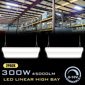 2FT Linear LED High Bay Light 300W 2Pack Commercial Warehouse Shop Light Fixture - Picture 1 of 13