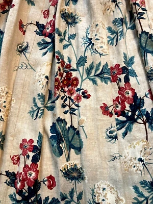 CORTINAS SEARS FLORALES PELLIZCO PLISADO LINO COLORIDO AZUL BORGOÑA 54" VINTAGE Foto 1 de 4