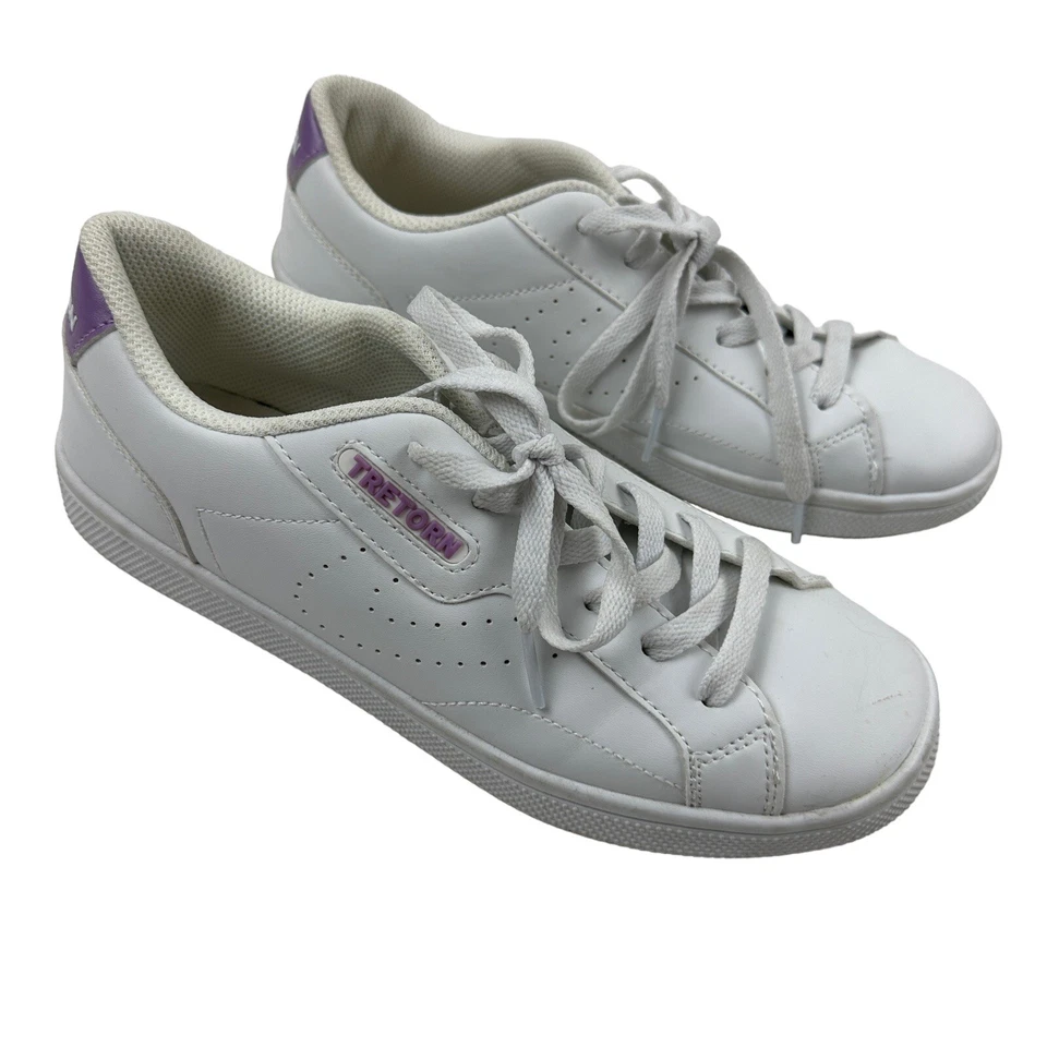 Zapato Deportivo TRETORN Center Court Blanco Púrpura Para Mujer Talla 8M PU Parte Superior Baja Con Cordones Foto 1 de 4