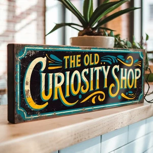 The Old Curiosity Shop Vintage Style Wooden Sign – Antique Store Oddities Decor - Picture 1 of 6