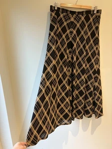 Vintage 80s Jaegar Black And Beige 100% Wool Autumn Winter Jaegar Skirt - Picture 1 of 9