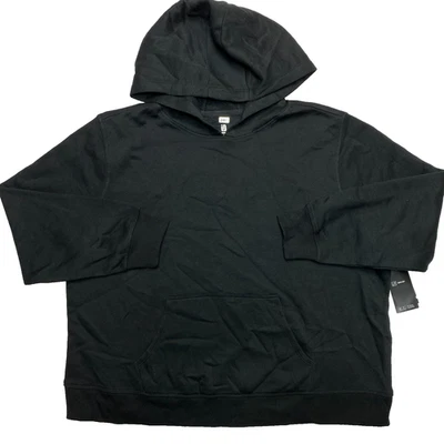 Ideology 连帽衫女式 1X 黑色超大羊毛套衫运动衫全新带标签 — 第 1/4 张图片